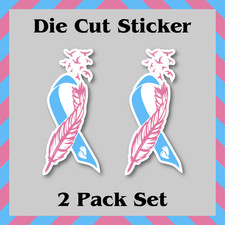 2 Pack-Infant Loss Ribbon Stickers, Blue & Pink, Waterproof Die-Cut Vinyl Decals picture