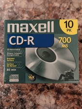MAXELL CD-R Recordable Discs 10 Pack - 700MB - 80 Min - 1X to 16X - NEW✅ picture