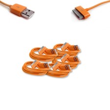 5X 10FT 30-PIN USB SYNC POWER CHARGER ORANGE CABLE CONNECTOR IPHONE 4S IPOD IPAD picture