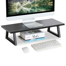 24 inch Monitor Riser for Desk, Wood & Steel Computer/TV Stand Black. picture