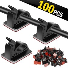 100Pcs Cable Clips Self-Adhesive Cord Wire Holder Management Organizer Clamp picture