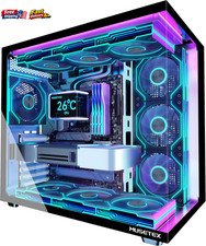 MUSETEX Y6 ATX PC Case 7 Infinity Mirror PWM ARGB Fans Glass Gaming Case picture