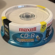 MAXELL CD-R 25 Pack INKJET PRINTABLE  700MB/48x/80 Min New/Factory Sealed picture