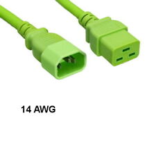 KNTK Green 6ft AC Power Cord IEC-60320 C14 to C19 14 AWG 15A 250V SJT Cable picture