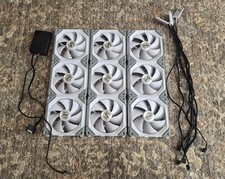 Lian Li UNI SL120 Fans 120mm w/ Controller Hub (9 Pack) White Clean - Read picture