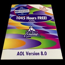 AOL 8.0 CD Multicolor Disks 1045 Hrs Free Computer Software Factory Sealed picture