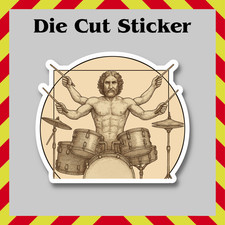 Roman Vitruvian Man Drummer Sticker, Band, Art & Music Decal, Leonardo da Vinci picture