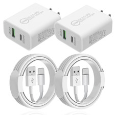 2 Pack 20W Fast Wall Charger Head For iPhone 14 13 12 11 8 7 6 XR Sync USB Cable picture