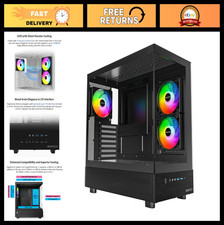 High Airflow ATX PC Case with 3 ARGB PWM Fans - Panoramic Design, Black picture