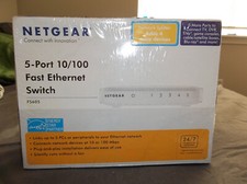 Netgear 5-port 10/100 fast ethernet switch. Unopened.FS605 model.New in box picture