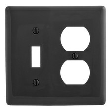 Hubbell NP18BK Black 2-Gang Toggle Duplex Outlet Unbreakable Nylon Wallplate picture