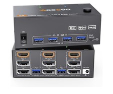 AooCoo Triple Display 3 Monitor KVM Switch 8K @ 60Hz HDMI Display Port  picture