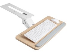 VIVO Light Wood Adjustable Computer Keyboard & Mouse Tray Under Table Desk Mount picture