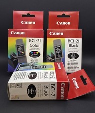 Genuine Canon 2 BC-21  Black & 1 Color Ink Cartridges BCI-21 OEM Lot#3 picture