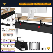 No Drill Under Desk Cable Management Tray - 36 Inch Organizer for Cables & Wires picture
