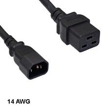 Kentek 10' ft 14 AWG Power Cord IEC-60320 C14 to C19 15A/250V SJT Heavy-Duty Blk picture