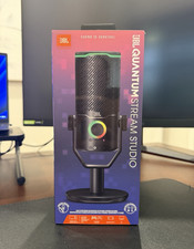 JBL Quantum Stream Studio USB Desktop Microphone Black RGB Lighting Quad Pattern picture