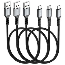 HOTNOW Short Micro USB Cable 1.5FT [3Pack], USB2.0 1.5FT+1.5FT+1.5FT, Black  picture