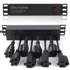 10 inch Rack PDU 8 Rear Outlets 15A 125V 1875W Power Strip Aluminum Alloy Black picture