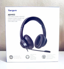 Targus AEH102 USB Wired Stereo Headset Boom Mic In-Line Control Black 6ft picture