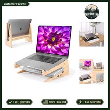 Minimalist Walnut Laptop Stand with Keyboard Storage for Stylish Workspaces picture