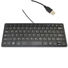 Black Mini Slim USB Wired Keyboard for Notebook Laptops PC Desktop picture