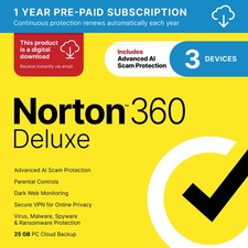 Norton 360 Deluxe | 3 Devices | 1 Year Subscription picture