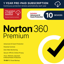 Norton 360 Premium | 10 Devices | Digital Download Code Sent by Email picture