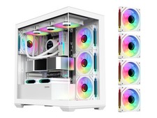 SAMA SV01WH SV01 Mid Tower PC Case with ARGB Fans and Dual Tempered Glass White picture