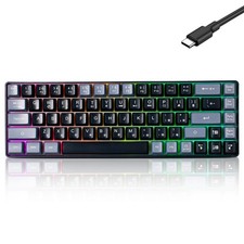 Wired Portable 60% Mechanical Feeling Gaming Keyboard,RGB LED Backlit Compact... picture
