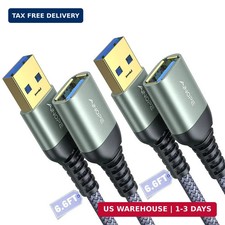USB 3.0 Extension Cable 6.6FT Type A Male to Female Braided 2 Pack picture