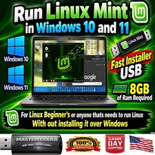 Linux Mint VirtualBox USB – Fast Installer USB for Windows 10 & 11 Fast Shipping picture