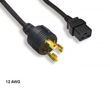 [Lot10] 10Ft 12 AWG Power Cable NEMA L6-30P to IEC-60320 C19 15A/300V SJT Black picture