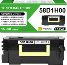 58D1H00 High Yield Black Toner Cartridge for Lexmark MS725–MS826 & MX721–MX826 picture