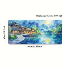 1 Extra-Large Gaming Mouse Pad with Moonlit Mountain Watercolor Art Design, No picture
