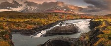 Landscape nature panorama river rapids grass shrubs Custom Gaming Mat Desk picture