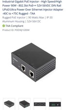 Industrial Gigabit PoE Injector Power 90W PoE++ 52V-56VDC Power Over Ethernet US picture