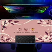 Qi Large Boho Aesthetic Pink Gaming Mouse Pad Compatible for PC, Desk Suitable picture