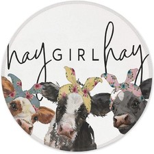 Hay Girl Hay Rustic Dairy Cows with Bandanas Mouse Pad 7.9 x 7.9 Inch,Farmhouse picture