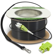 50m/165ft OM5 Multimode Armored LC to LC Fiber Optic Patch Cord, Black picture