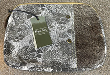 NWT Myra Bag Western iPad/Tablet Canvas Cowhide Hair-on-Hide Sleeve Gray Floral picture