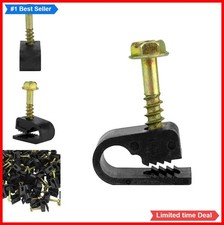 Flexible Single Cable Screw Clips 100 Pack Black Polyethylene 1/2 Inch Screw picture