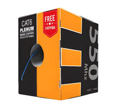 Cat6 Plenum Solid Bare Copper 1000ft 550 Mhz 23 AWG Cable Blue Color picture