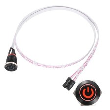 Chassis Metal Button 12mm Power Symbol Red LED Power Button 60cm Wire, Black picture