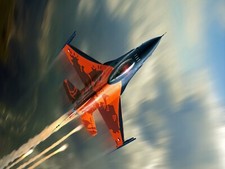 FIGHTER JET ORANGE AND BLUE COMPUTER MOUSE PAD 9 x 7 OR HOT PAD picture