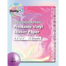 Koala Printable Vinyl Holographic Sticker Paper Rainbow Waterproof 8.5x11 10PK picture