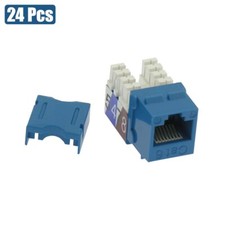 24 Pcs CAT6 RJ45 Network LAN Ethernet Keystone Jack 110 Punch Down Snap In Blue picture