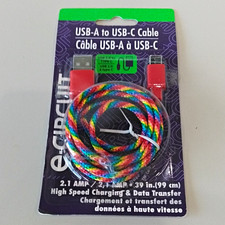 eCircuit USB-A to USB-C Braided Cable, 39 in Multicolor (Red) picture