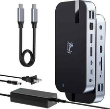 LIONWEI USB4 Dock Dual DisplayPort USB C to Triple Monitor 4K@60Hz, Docking Stat picture