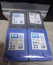 Set 4 Genuine HP 21 Black & 22 Color Inkjet Cartridges Seal Intact NO BOX NO BAG picture